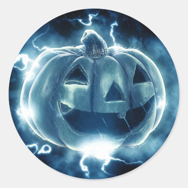 blue lightning pumpkin stickers (Front)