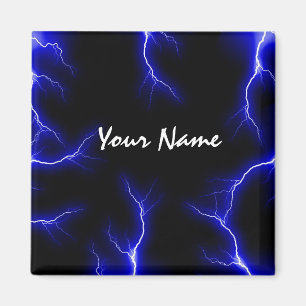Blue Lightning Refrigerator Magnet