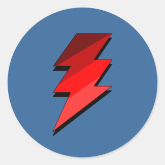 Blue Lightning Thunder Bolt Classic Round Sticker