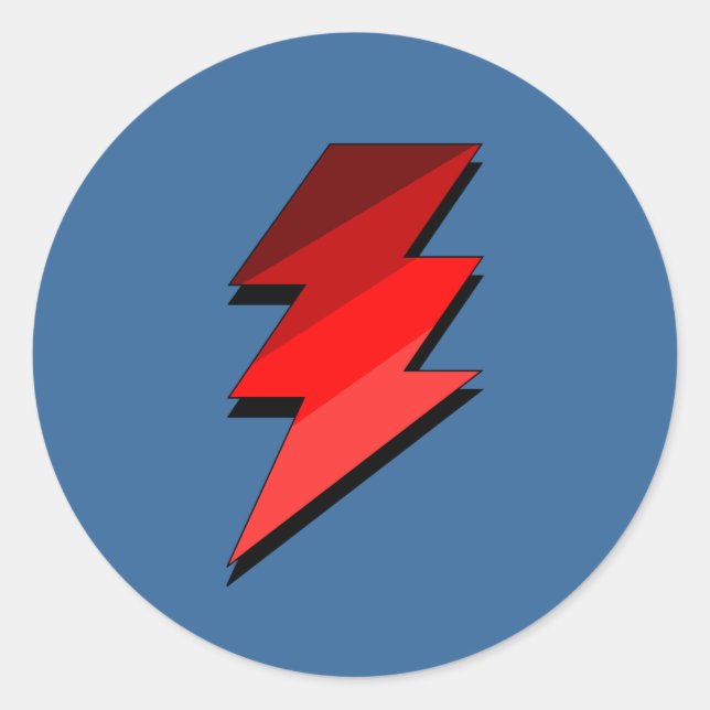 Blue Lightning Thunder Bolt Classic Round Sticker (Front)