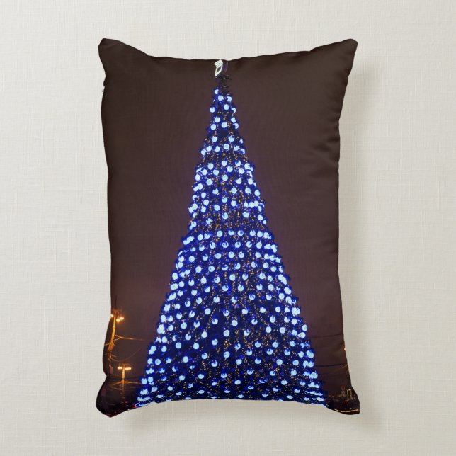 Blue lights Christmas tree Decorative Cushion (Front(Vertical))