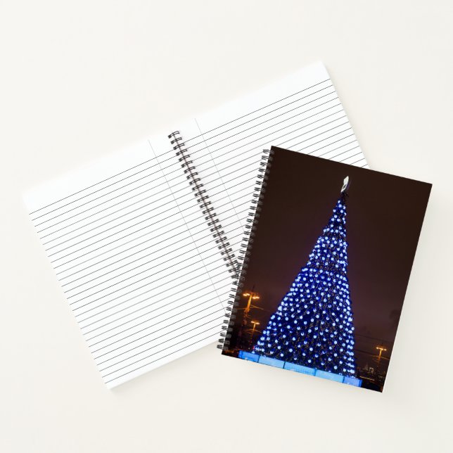 Blue lights Christmas tree Notebook (Inside)