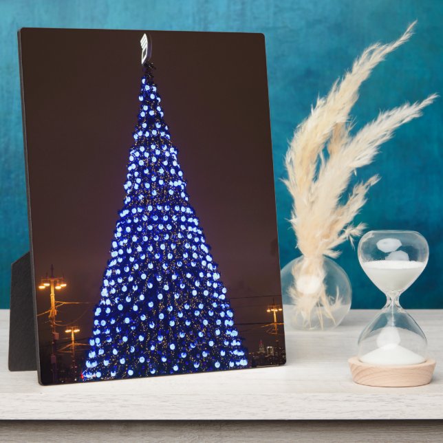 Blue lights Christmas tree Plaque (Side)