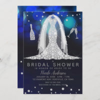 Blue Lights Diamond Wedding Dress Bridal Shower
