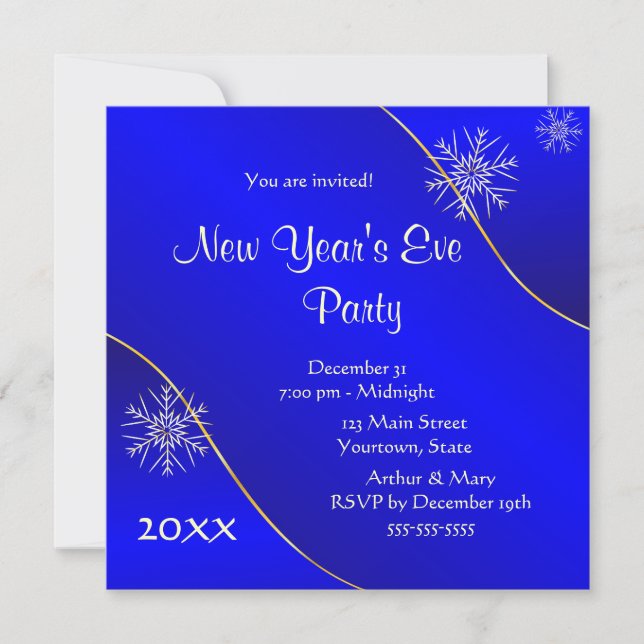 Blue lights New Year's Eve Party 2020 Invitation (Front)