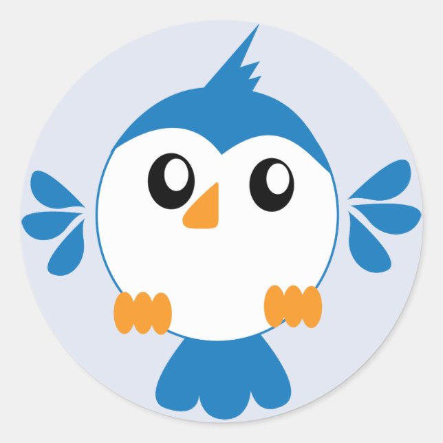 Blue Lil' Bird Classic Round Sticker (Front)