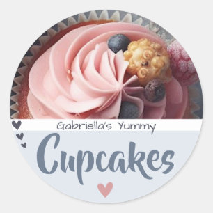 Blue Lilac Cupcake Photo Template Baking Label