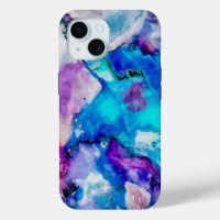 Blue Lilac Teal Abstract Watercolor