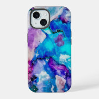 Blue Lilac Teal Abstract Watercolor