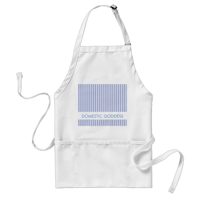 Blue Lilac White Stripes white Goddess Apron (Front)