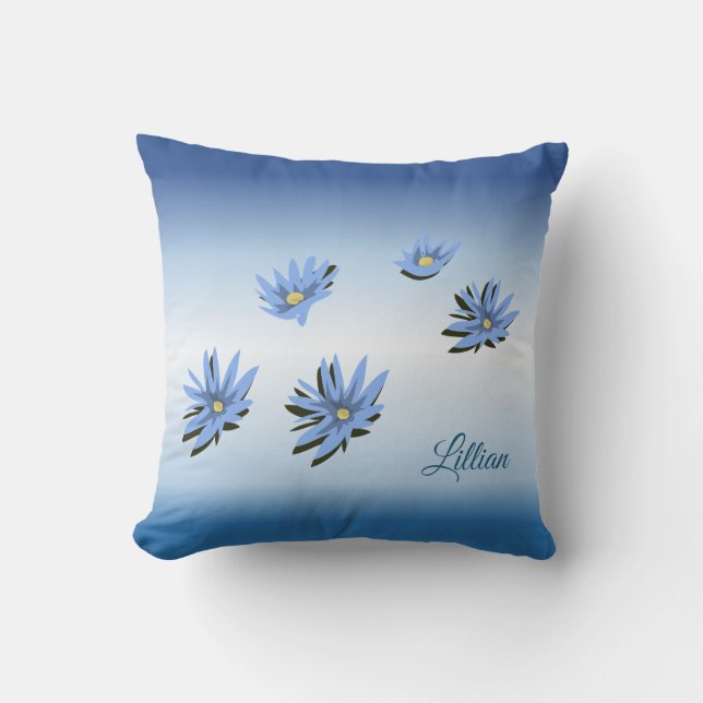 Blue Lilies Cushion (Front)