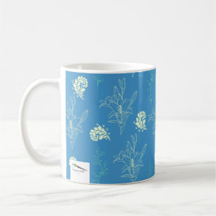 Blue Lilies Flowers Pattern  Coffee Mug