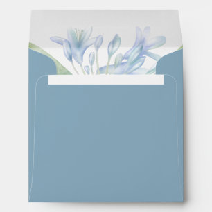 Blue Lilies Watercolor Wedding Square Envelope