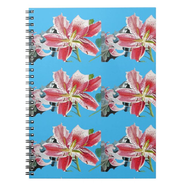 Blue Lily flower flowers Floral Flowers Notebook (Front)