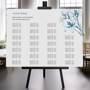 Blue Lily Outline Wedding Seating Chart