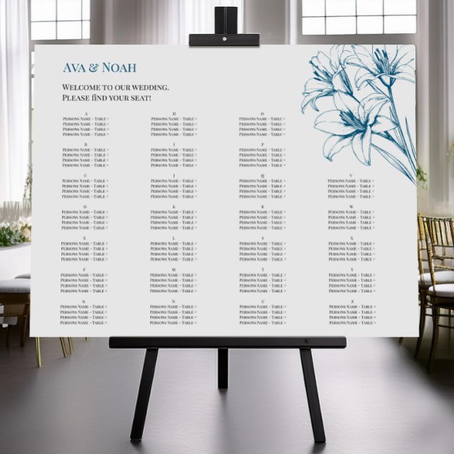 Blue Lily Outline Wedding Seating Chart (Creator Uploaded)