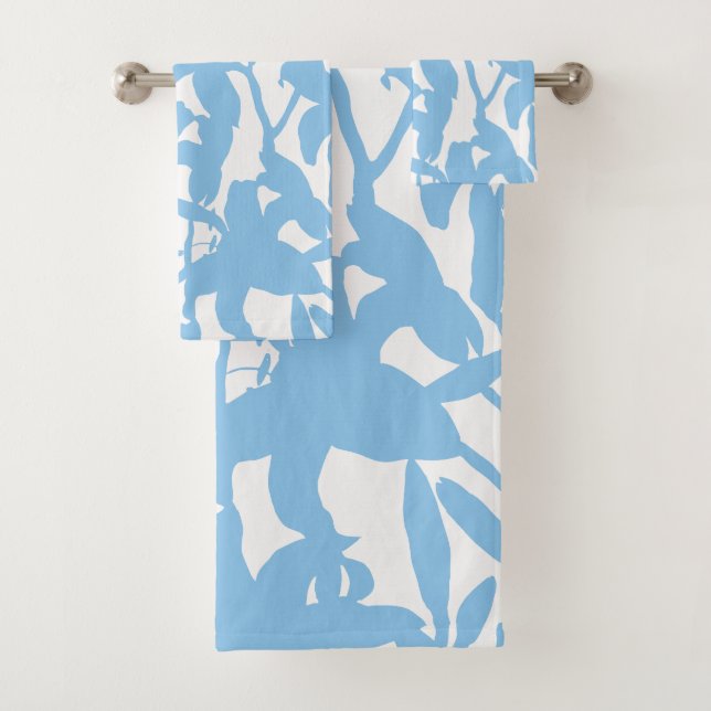 Blue Lily Silhouette Bath Towel Set (Insitu)