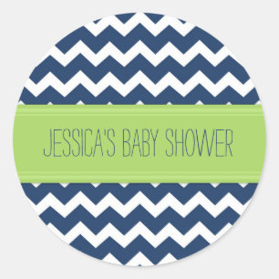 Blue Lime Chevron Baby Shower Favour Stickers