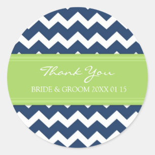 Blue Lime Chevron Thank You Wedding Favour Tags