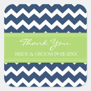 Blue Lime Chevron Thank You Wedding Favour Tags