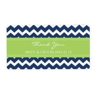 Blue Lime Chevron Wedding Labels
