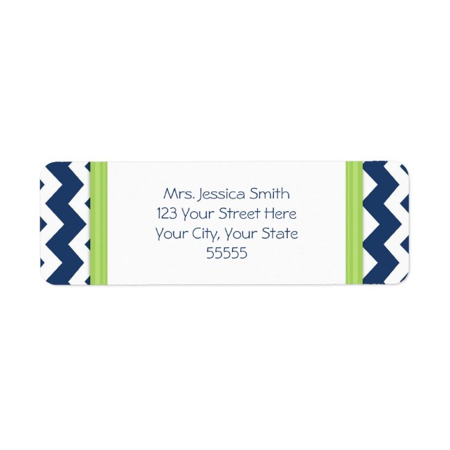 Blue Lime Chevrons Custom Return Address Labels (Front)