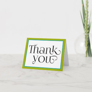 Blue & Lime Green Microdot Thank You Note Card