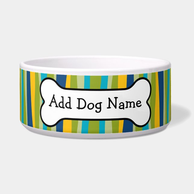 Blue & Lime Green Pattern with Dog Bone (Front)