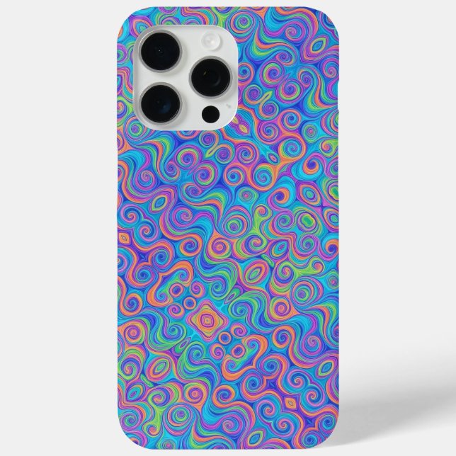 Blue, Lime Green, Purple, Orange Swirl Pattern Case-Mate iPhone Case (Back)
