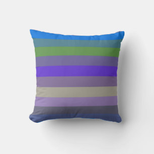 Blue, Lime & Magenta Retro Stripes Cushion