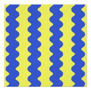 Blue Lime Wavy Stripe Bold Wall Art Accent