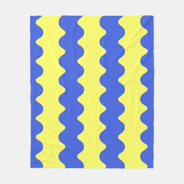 Blue Lime Wavy Stripe Cosy Bold Throw Fleece Blanket (Front)