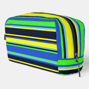 Blue, Lime & Yellow Striped Toiletry Bag