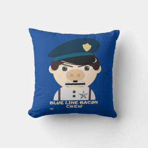 "BLUE LINE BACON CREW" funny police Cushion