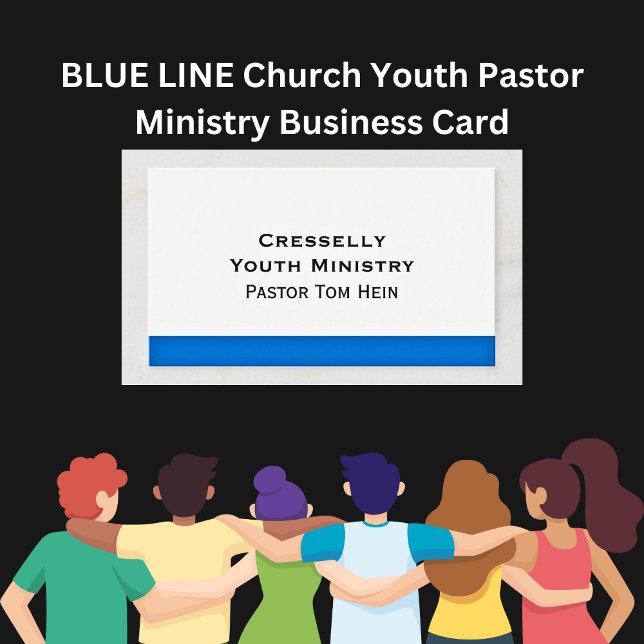 BLUE LINE Church Youth Pastor Ministry  Business Card (BLUE LINE Church Youth Pastor Ministry Business Card)