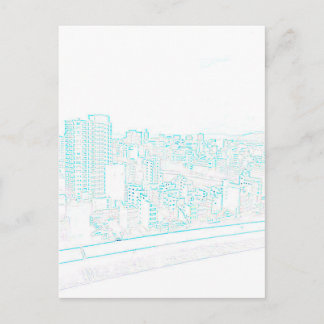 Blue line drawing post card Part 1