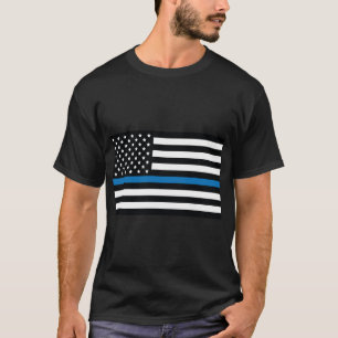 Blue line flag, American flag with blue stripe T-Shirt