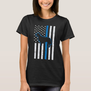 Blue Line Flag Golden Retriever Police Dog Patriot T-Shirt