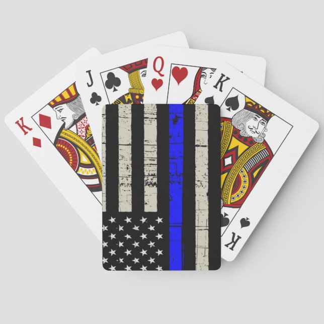 Blue Line Flag Poilice Support American USA Playing Cards (Back)