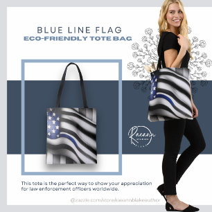 Blue Line Flag Tote Bag