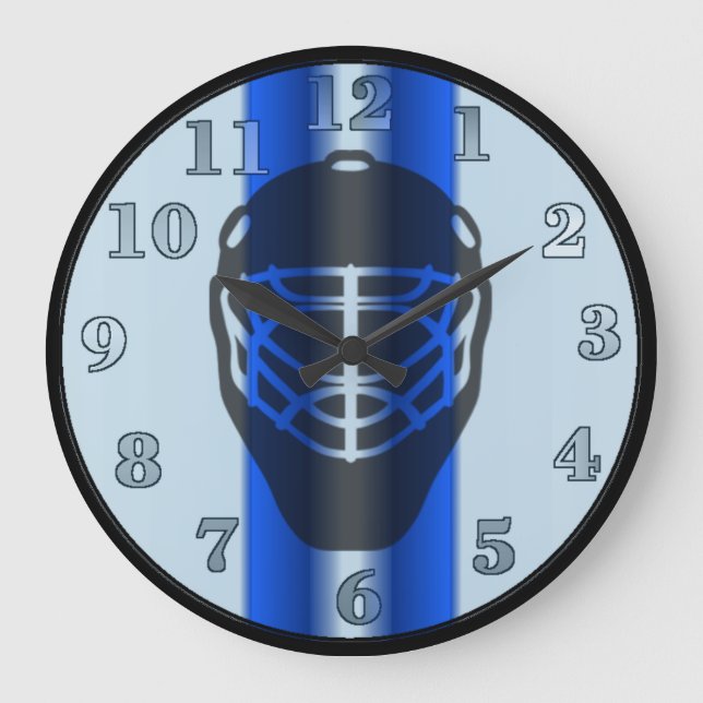 Blue Line Goalie Mask Hockey Wall Clock (Front)