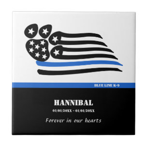 Blue Line K-9 Officer Personalized Memorial Ceramic Tile