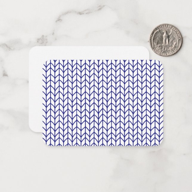 BLUE LINE KNIT 3.5x2.5 Flat Note Card / Horizontal (Front/Back In Situ)