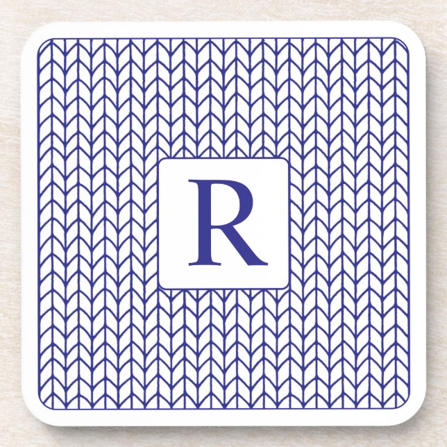 BLUE LINE KNIT Hard Plastic Coasters + Initial (Front)
