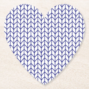 BLUE LINE KNIT Heart Shape Paper Coasters