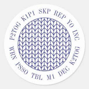 BLUE LINE KNIT Knitting Words Small Round Stickers