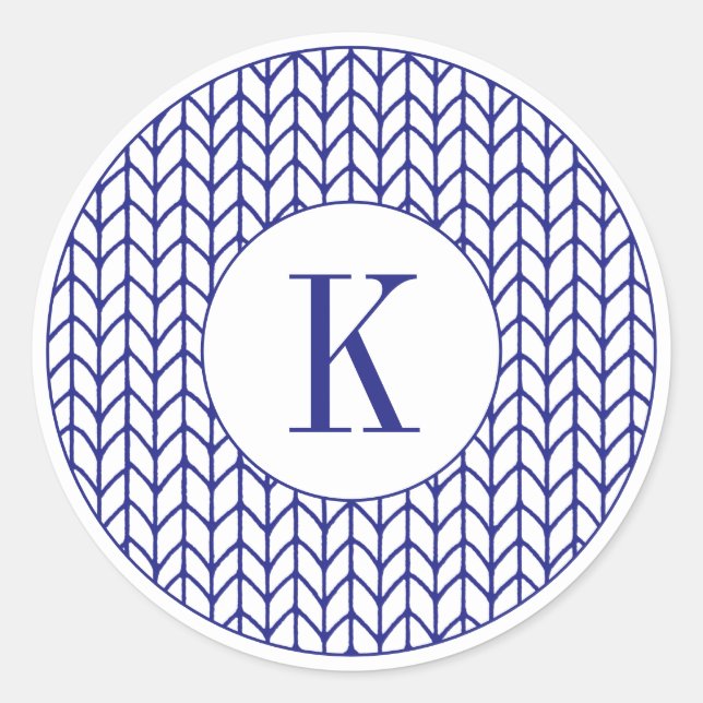 BLUE LINE KNIT Large Round Stickers + Initial (Front)