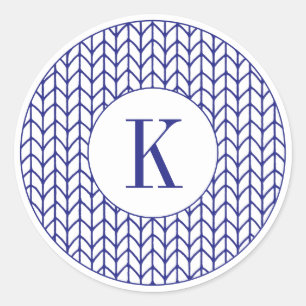 BLUE LINE KNIT Large Round Stickers + Initial