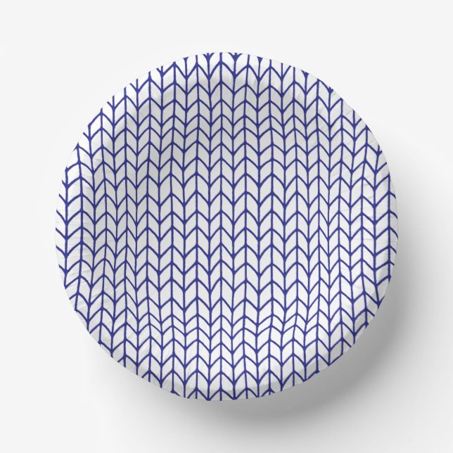 BLUE LINE KNIT Paper Bowls Plate (Front)