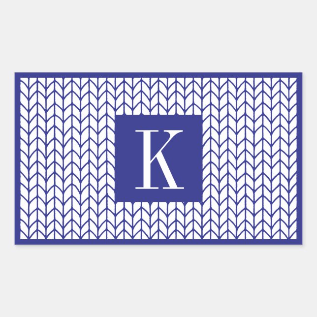 BLUE LINE KNIT Rectangle Stickers + Initial II (Front)